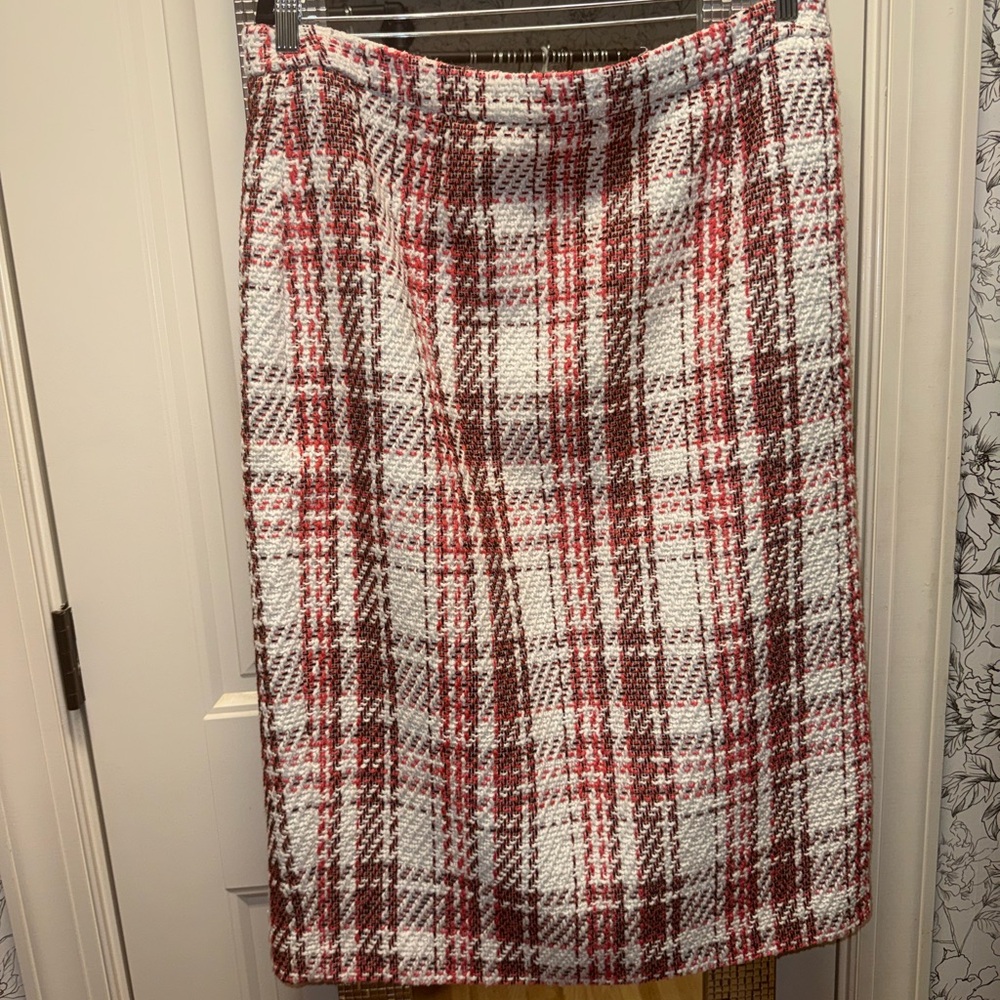 Holagen Plaid Tweed Skirt‎ - Red and Brown NWOT